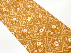 菱に菊模様織出し袋帯